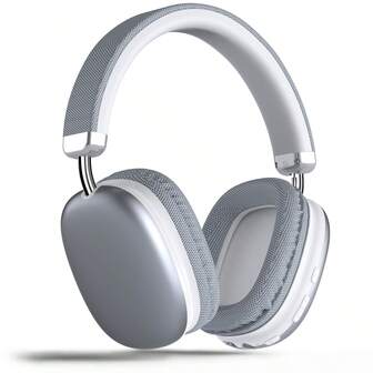 Cuffie senza fili Bluetooth regolabili, adatte per smartphone/computer/tablet, argento