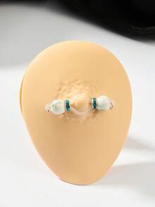 1对可调节夹式假乳环 - 8毫米糖果珠，乳环饰品，仿乳环，无需穿孔，假乳环，情人节礼物