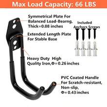 Swendo Garage Hooks Heavy Duty Garage Storage Utility Double Hooks Wall Mount Tool Holder Organizer with Anti-Slip Coating 4 Pack Black 4.2" Large Round J Hook - Paquetede4ganchosredondosgrandesenformadeJnegrosde42pulgadas - Ver 6