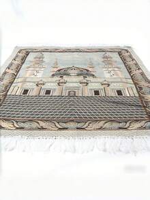 一套穆斯林祈祷垫，包含念珠和收纳袋，适合斋月期间赠送给男女，伊斯兰祝福礼盒，柔软的伊斯兰祈祷毯套装，土耳其斋月祈祷垫，适用于斋月、开斋节、朝觐、旅行和祈祷。 - 彩色 - 查看 2