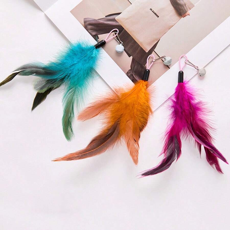 3pcs Cat Toy Replacement Heads, Pet Toys For Self-Entertainment, Scratch & Bite Resistant With Bells And Hanging Hooks, Instant Renewal