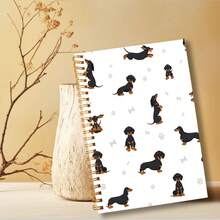 1本A5可爱罗威纳犬螺旋笔记本，50页横格纸，硬封面，厚纸，适合写日记，适合女性、办公、学习和送礼，螺旋装订，5.5x8.3英寸，生日、情人节礼物，适合女性、青少年，办公用品，学习用品，文具，学校文具