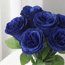 1PC Glittery Artificial Single Rose Stem (38cm) - Multi-Color Design With Bendable Stem For Floral & Gifting Decoration - Multicolor - View 11