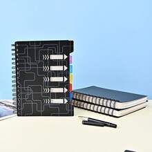 3款A5黑色PP隔页线圈笔记本分类分层笔记本超厚隔页线缆线圈笔记本极简笔记本 - 彩色 - 查看 1