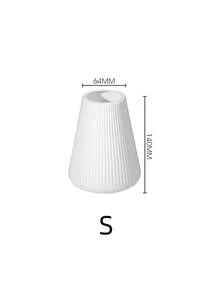 3pcs Modern T-Shaped Nordic Style Plastic Vases, White And Black, Textured, Shatterproof, Multiple Sizes 24.89/20.07/13.97cm, Minimalist Centerpiece Decor For Living Room, Dining Table, Holds Fresh Flowers, Tulips Or Artificial Flowers, Home Decor Gift - White - View 14