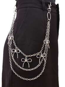1pc Sweet & Cool Bow Pendant Pants Chain, Multi-Layer Alloy Pants Chain, For Teenagers