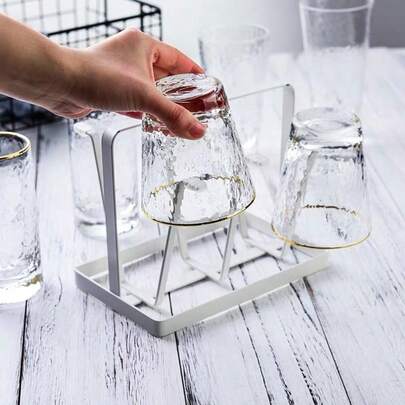 حامل أكواب منزلي إبداعي، رف تخزين أكواب مبتكر، منظم أكواب زجاجية، رف تعليق أكواب، رف تصريف معكوس