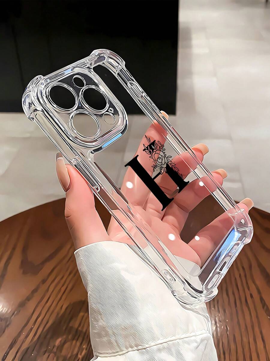 Funda con diseño floral de la letra H, compatible con iPhone 16, 15, 14 Pro Max, 13, 12, 11, XR y XS Plus. Fabricada en silicona TPU, ofrece protección contra golpes y caídas, además de una excelente sensación al tacto. Es el regalo ideal para familiares, amigos y seres queridos. - transparente - Ver 1