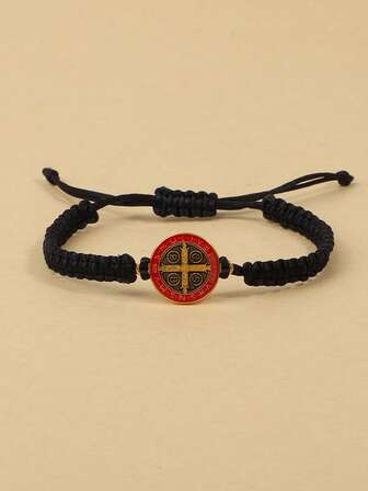 1 Catholic Bracelet San Benito Bracelet San Benedict, Medal Bracelet Adjustable Rope Bracelet Religious Gifts