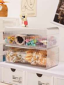 1 hộp đựng phụ kiện tóc trẻ em, hộp đựng phụ kiện tóc 4 ngăn trong suốt, hộp kho báu đựng phụ kiện tóc trẻ em, hộp đựng phụ kiện tóc trẻ em - Nhiều màu - Xem 5