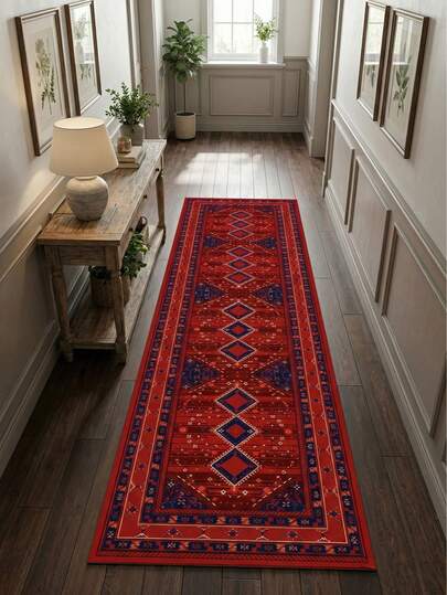 1 件装可水洗经典波西米亚风长毛绒地毯，采用优质长毛绒面料制成，适合走廊使用，多种尺寸可选，柔软亲肤，是玄关、客厅、书房、餐厅的理想之选，新品上市，乔迁新居礼物，春季系列