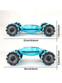 1辆四驱手势控制怪兽卡车 - USB充电，360°翻转特技车，配备耐用轮胎、动态灯光、传感器和USB充电功能，是理想的圣诞礼物 - 藍色 - 查看 5