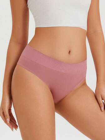 1pc Ladies Lingerie Panties Solid Simple Low-Rise Pink T-Back Thongs Underwear For Women