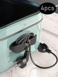 4 件装电缆卷绕器整理夹，家庭和厨房电器电线整理架，电源线缠绕夹，带挂钩电缆整理器