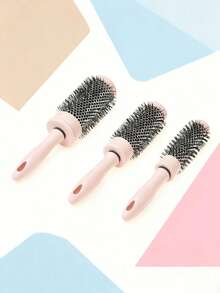 1件/套粉色卷发棒滚筒梳，美发造型工具，圆形铝管梳，适用于刘海和卷发造型，返校季、旅行度假必备，女士美发配件，梳子，边缘梳，梳子，解结梳，球形梳，迷你梳子套装，木梳，发梳，美发工具，发梳，美发设备，发型，美发，发梳，梳子套装，梳子，卷发梳，解结梳，女士发梳，理发师，理发师配件，理发店，美发设备