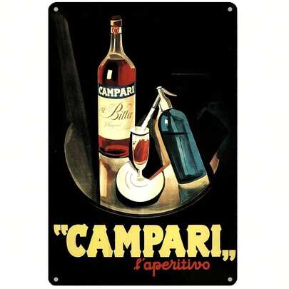 1 pezzo Marcello Nizzoli Laperitivo 1926 Vintage Targa Pubblicitaria in Metallo Segno Vintage Pubblicità Alcolica Liquore Italiano Italia Liquore Amaro Bottiglia Decorazione Parete Decorazione Artistica 12x18 In.
