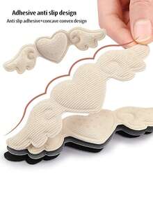 1双女士心形鞋跟贴，隐形防滑防摩擦鞋跟垫，适用于高跟鞋、凉鞋、优雅鞋履 - 米色 - 查看 5