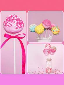 100PCS/ Package - Homemade Lollipop Stick, Disposable Paper Stick, Cake Lollipop Stick, Lollipop, Hard Candy, Candy, Chocolate Color And Family Kitchen Accessories, Chocolate Candy Stick, Baking DIY Cake Stick Paper Stick, White , With 7.6CM/10CM/ 15CM Three Lengths To Choose From - White - View 1