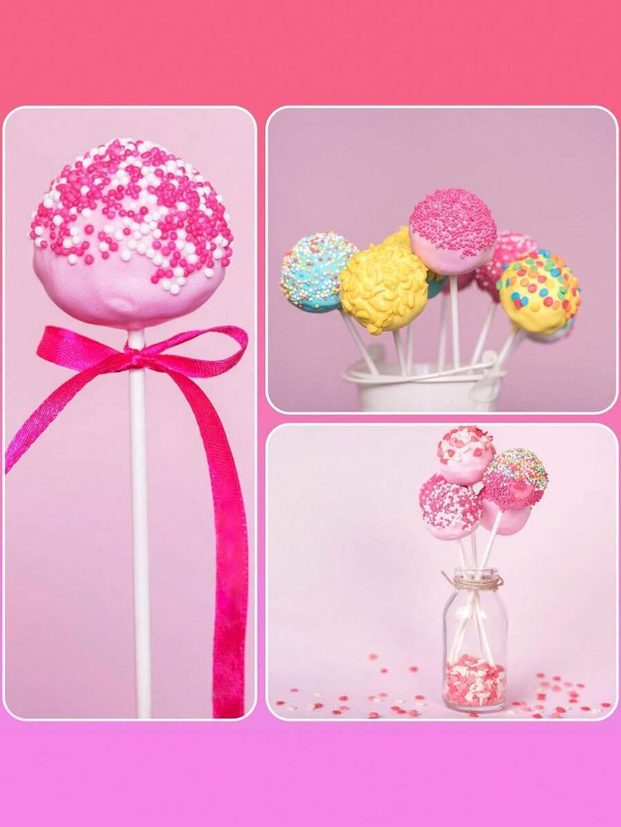 100PCS/ Package - Homemade Lollipop Stick, Disposable Paper Stick, Cake Lollipop Stick, Lollipop, Hard Candy, Candy, Chocolate Color And Family Kitchen Accessories, Chocolate Candy Stick, Baking DIY Cake Stick Paper Stick, White , With 7.6CM/10CM/ 15CM Three Lengths To Choose From - White - View 1
