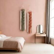 1pc Macrame Wall Hanging, Boho Style Bamboo Ring Colorful Tassel Wall Decor, Handwoven Leaf Background Tapestry, Headboard Wall Hanging - Multicolor - View 4