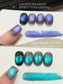 XEIJAYI 1pc 15ml PLUME AURORA COLLECTION Reflective Cat Eye Magnetic Gel Nail Polish, Semi-Permanent Salon UV LED DIY Nail Gel Nails - Màu xanh Bạc hà - Xem 7