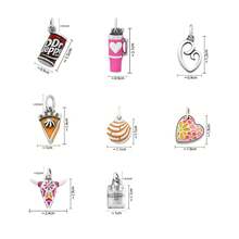 1个彩色吊坠，时尚吊坠，可手动夹在项链或手链上，DIY吊坠，独特时尚，适合日常、派对、宴会装饰 - 銀色 - 查看 3