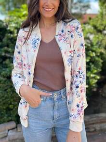 Women Lightweight Jackets - hoa màu xanh - Xem 1