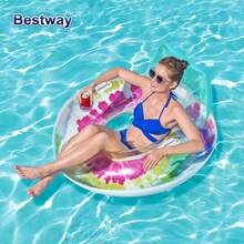 Bestway 43637 1件装充气游泳圈，闪光游泳圈，可骑乘充气夏季沙滩泳池玩具，泳池漂浮物，派对装饰，沙滩户外派对用品 - 彩色 - 查看 2