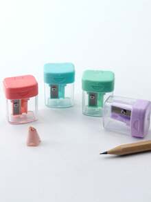 1pc Mini Macaron Plastic Pencil Sharpener, Portable Flip-Top Design, Suitable For Office, Study, School Use, Exquisite Stationery, Desktop Accessory, Gift For Friends - Multicolor - View 6