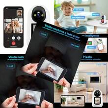 NUCKILY Cámara de  Interior con Pantalla de 2.4 Pulgadas 2MP Cámara WiFi Audio Bidireccional Detección de Movimiento Visión Nocturna Alarma iCSee O Tris Home App Compatible Alexa-0003 - como en la foto - Ver 1