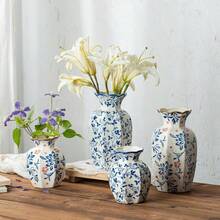 Home Decor Small Blue And White Ceramic Vase 6 Inch Vintage Chinoiserie Flower Vase Decorative Antique Vases For Home Decor Rustic Porcelain Vase Farmhouse Shelf Table Centerpieces Decor - Vaseu02 - 查看 9