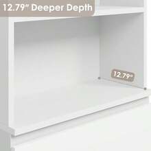 Estantería alta de 182 cm con 3 cajones, estantería alta con estante abierto de 3 niveles, moderna estantería de madera profunda, organizador para biblioteca, sala de estar (blanco) - Blanco - Ver 6