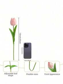 1/5/10/20支装逼真渐变粉色人造郁金香，适用于家居装饰、情人节礼物、酒店、派对、婚礼、桌面装饰，美丽无香。 - 紫色 - 查看 4