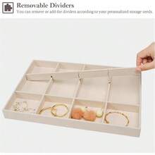 Procase 3 Bandejas Organizadora para Joyería Apilables para Cajón Tocador Armario Exhibidor de Collares Pendientes Pulseras Anillos Relojes Regalo Ideal para Mujeres y Niñas -Beis - Beis - Ver 6