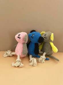 New Pet Plush Doll With Sound, Chewable, Teeth Grinding, Self-Entertaining Knotted Sisal Rope, Cute Hamster Design, Suitable For Small Dogs