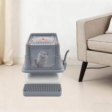 YUNRUX Stainless Steel Cat Litter Box, Large Cat Litter Box For Large Cats, Cat Litter Box With High Sides - Grey - View 10