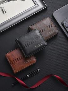 New Minimalist Men Short Zipper Wallet, Retro Fashion Multi-Card Slots Coin Purse Valentine's Day Gift Valentine'S Day - Multicolor - View 3