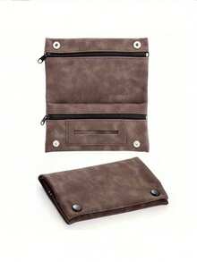 Hộp đựng thuốc lá giả da lộn cao cấp - Dành cho cả nam và nữ, thiết kế nhiều ngăn, túi mềm, khóa kéo an toàn, móc kim loại, phụ kiện hút thuốc | Hộp giả da thời trang | Móc kim loại, kẹp thuốc lá, túi đựng thuốc lá cuốn tay bằng da - Nhiều màu - View 3