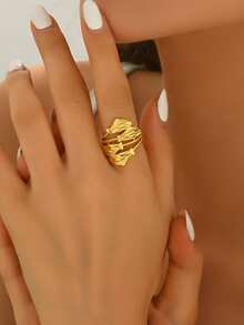 1pc European & American Geometric Open Ring, Hollow Wedding Jewelry