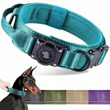 Waterproof Dog Collar With AirTag Holder, Adjustable Tactical Pet Collar With Comfortable Handle And Metal Buckle, Suitable For Medium To Large Dogs