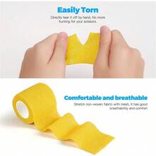 Bandage Wrap 8 Pack 2 x 5 Yards Self Adhesive Bandage Wrap Breathable Cohesive Bandage Wrap Rolls Athletic Elastic Self Adherent Wrap for Sports InjuryWrist Knee Ankle Sprains and Swelling Yellow - Amarillo - Ver 4