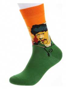 2/5/8 Pairs Random Fashionable Versstile Creative AB Asymmetrical High Top Socks With Cartoon Animal, Tool, And Character Patterns - Multicolor - View 9