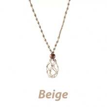 Natural Stone Hand-Woven Net Bag Necklace, Adjustable Retractable Vintage Cord Pendant, Bohemian Style Healing Crystal, Unique Design, Versatile For Daily Wear And Vacation, Great Gift For Friends