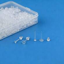 200+200pcs/Box Transparent Plastic Earrings, Suitable For Sensitive Ears, Suitable For Sports/Work, Invisible Earrings, Clear Earring Studs, Earring Backs And Blank Earring Posts - R36-6 - View 1