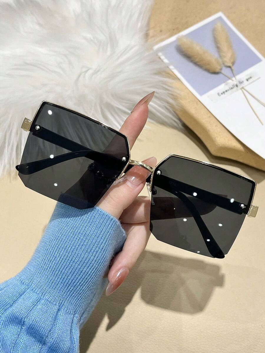 1 para klasycznych, dużych, modnych okularów damskich, w eleganckich, jednolitych kolorach, z poliwęglanu, modnych okularów, odpowiednich na każdą porę roku - Wielokolorowe - Zobacz 1