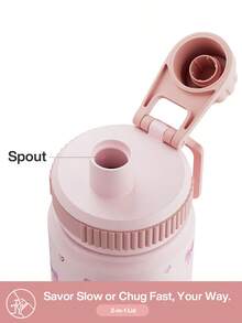 Meoky 18oz Insulated Stainless Steel Sports Water Bottle With Straw And Handle Lid, Wide Mouth Design, Double Wall Leak-Proof, Keeps Cold For 24 Hours, Keeps Hot For 12 Hours - 18oz Pink Daisy Bow - View 3