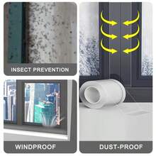 1卷防风胶带，强力透明单面胶带，亚克力材质，可自由裁剪，解决门窗漏风、隔音、防尘、隔热、防虫等问题。适用于门窗框、玻璃、桌面、缝隙等处，粘性强，移除后不留残胶。