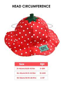 1pc Strawberry Pattern Bucket Hat, Fashionable Infant/Toddler Boys/Girls Spring Sun Protection Bucket Hat - 1PC - View 5