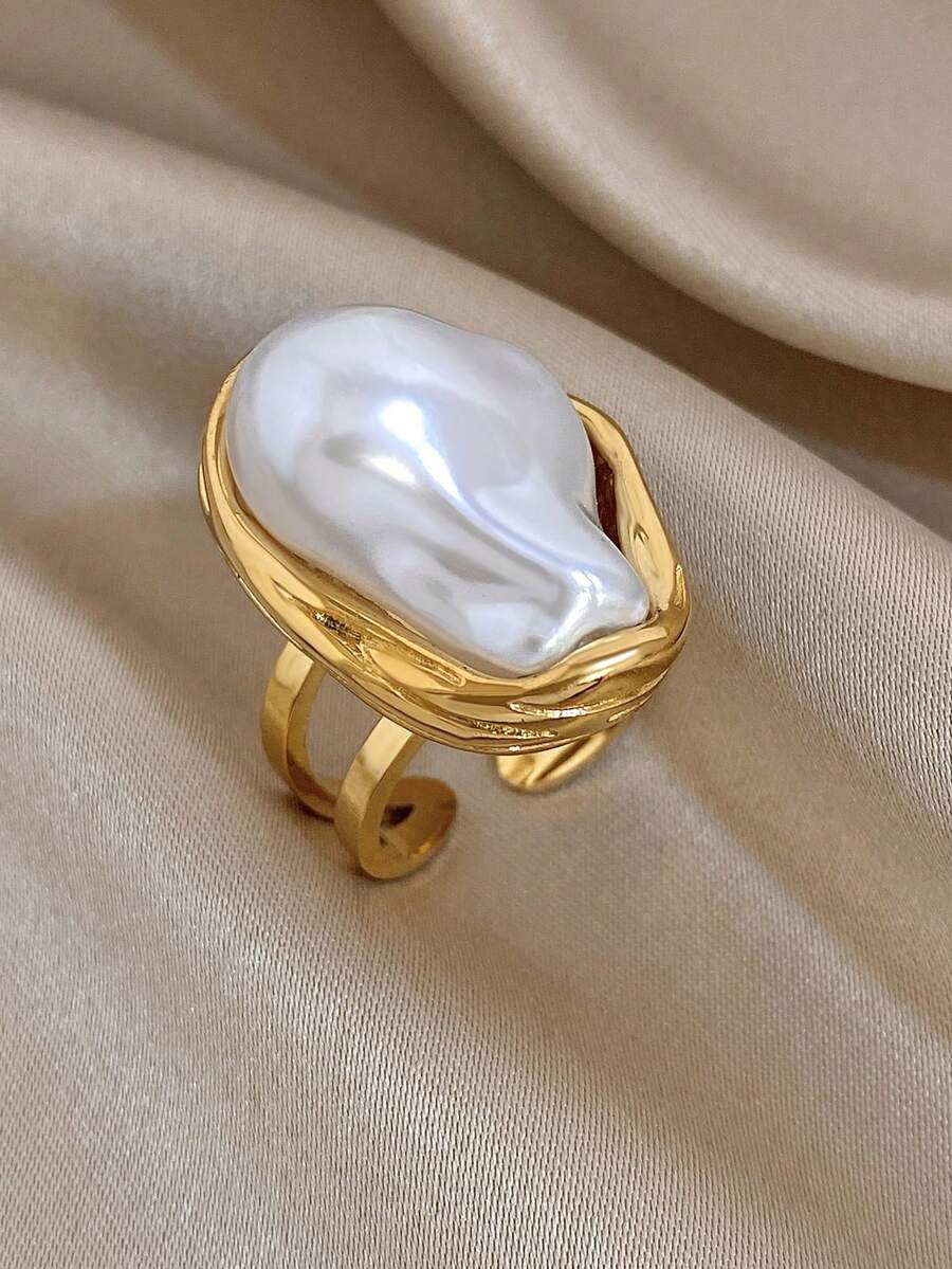 1 chiếc nhẫn ngọc trai Baroque cổ điển bằng thép không gỉ mạ vàng 18K có thể điều chỉnh kích cỡ dành cho nữ, trang sức tối giản thanh lịch cho Lễ tình nhân, tiệc tùng, hàng ngày, lễ hội Mardi Gras, năm mới, đám cưới, đi biển, Giáng sinh, kỷ niệm, quà tặng thanh lịch cho mẹ, trang sức phong cách Boho, quà sinh nhật cho phù dâu. - Nhiều màu - Xem 1