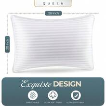 Utopia Bedding - Juego de 2 almohadas para dormir tamaño Queen blanco calidad de hotel refrescante para dormir de espalda estómago o lateral - blanco - Ver 2